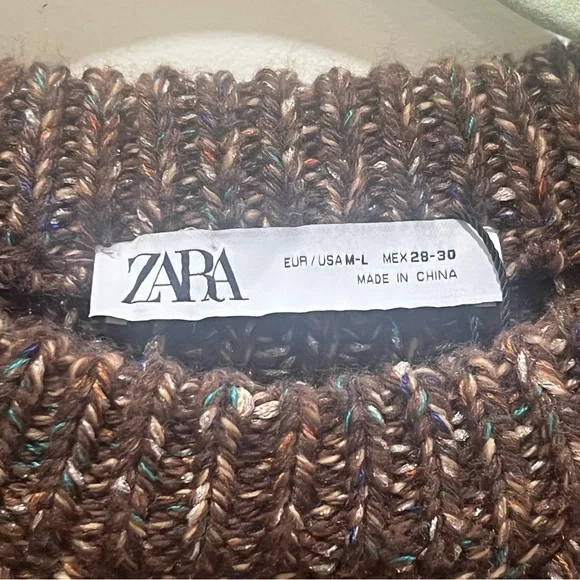 Zara Brown Sweater with Sequin Accents - Picture 2 of 3